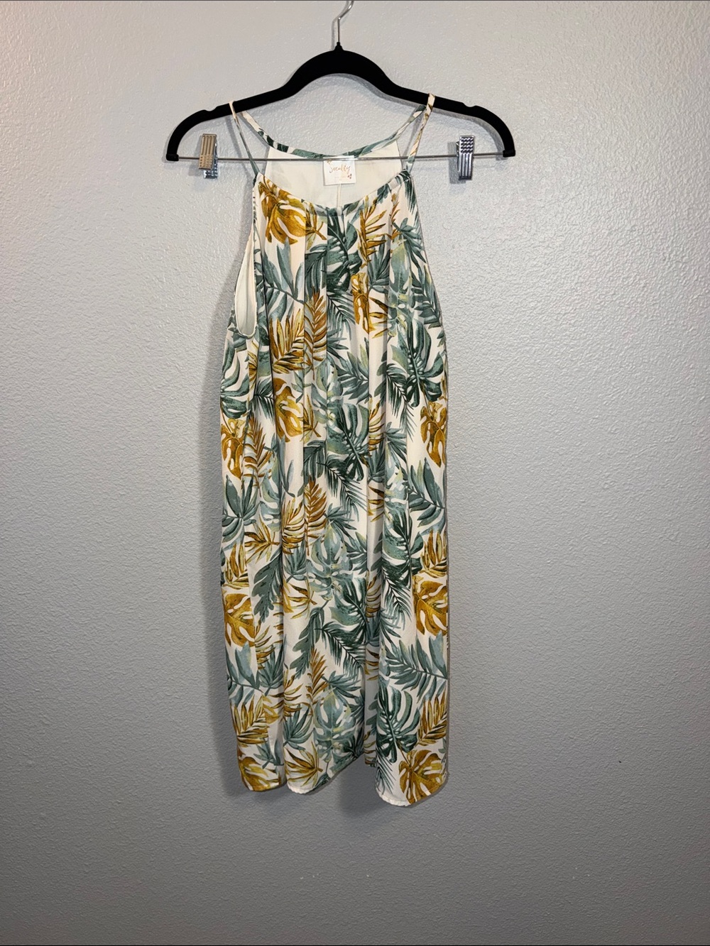 Siren Lily Cream Dress with Green Leaf Accent